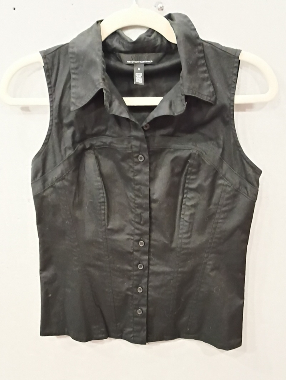 White House Black Market Black Sleeveless Button-Front Blouse